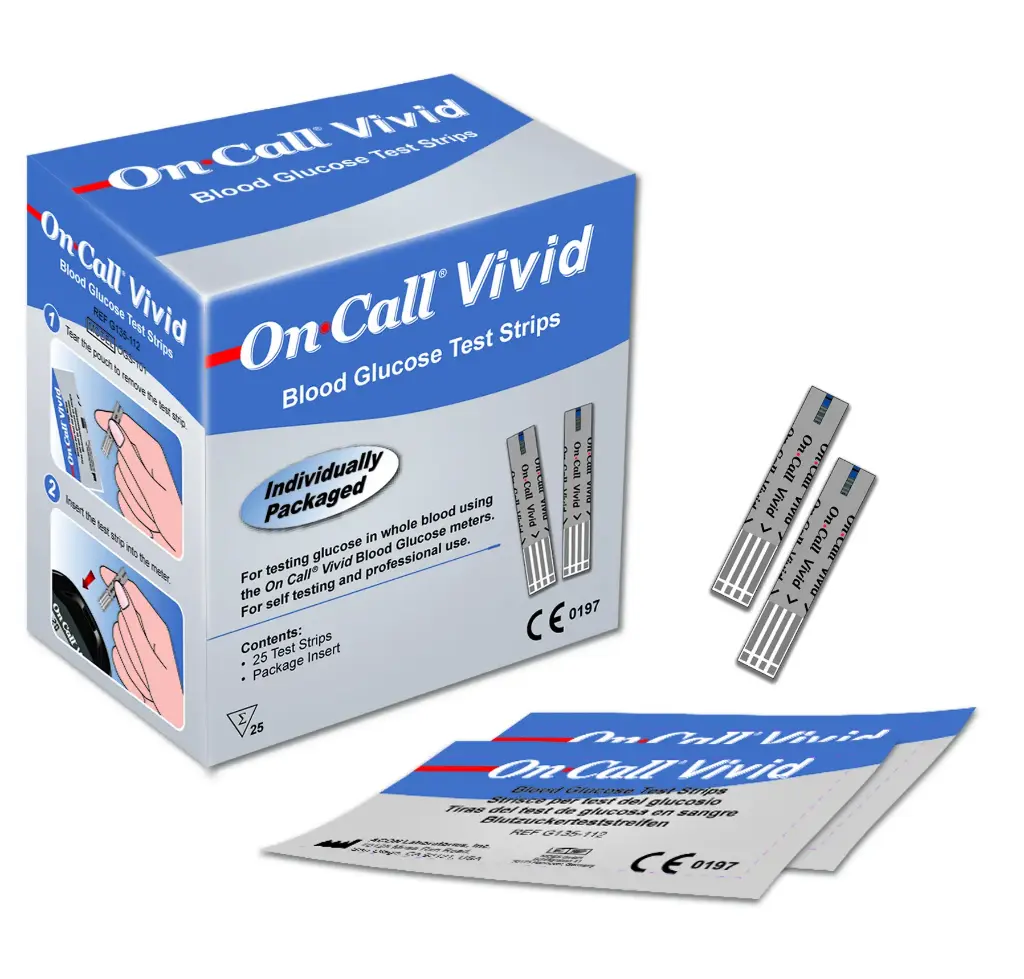 Que thử đường huyết (Oncall Vivid Blood Glucose Test Strip) (Hộp 25 test)