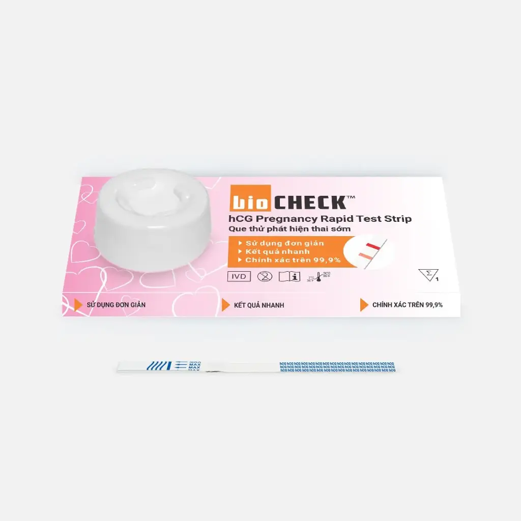 Que thử phát hiện thai sớm [Biocheck™ hCG Pregnancy Rapid Test Strip]