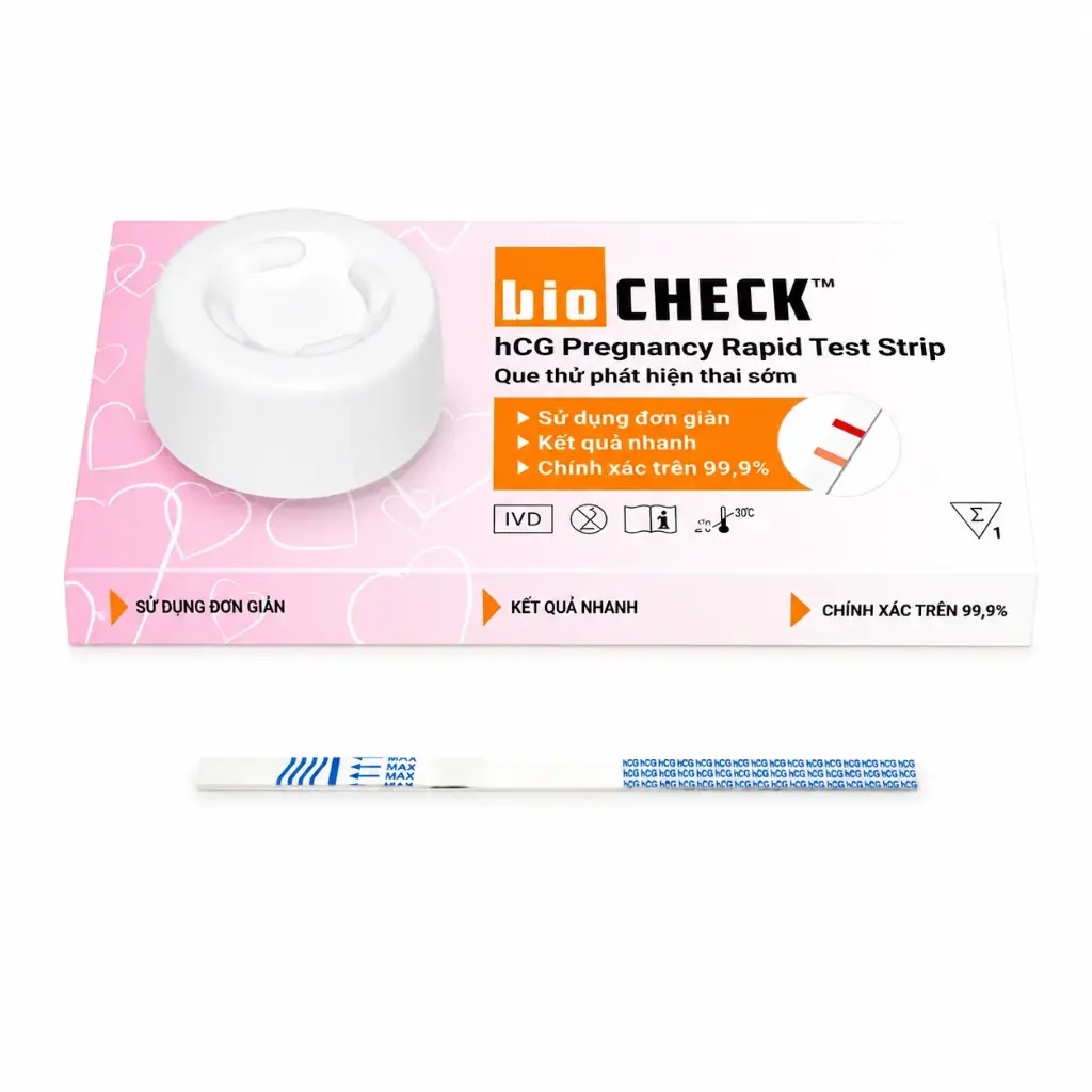 Que thử phát hiện thai sớm [Biocheck™ hCG Pregnancy Rapid Test Strip]