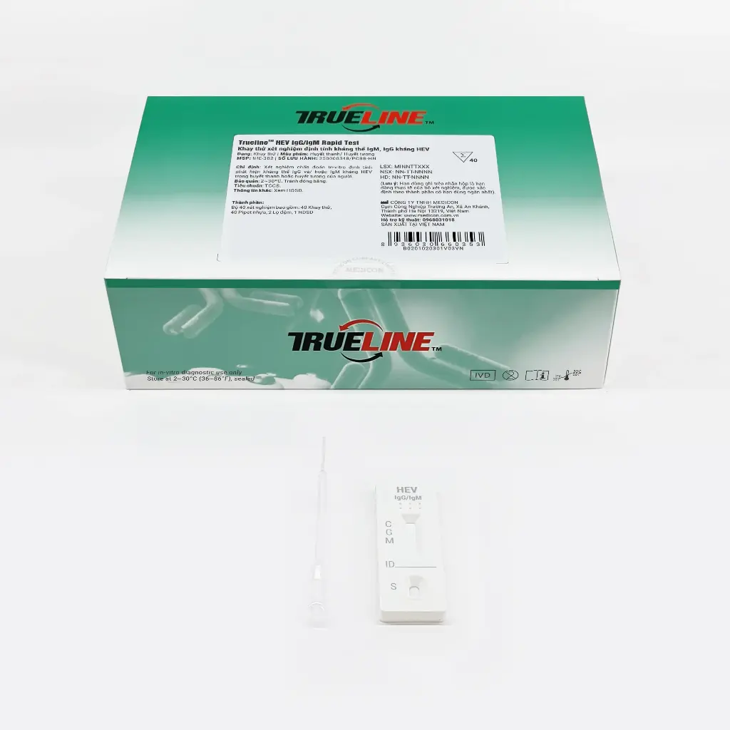 Khay thử xét nghiệm định tính kháng thể IgM, IgG kháng HEV [Trueline™ HEV IgG/IgM Rapid Test]