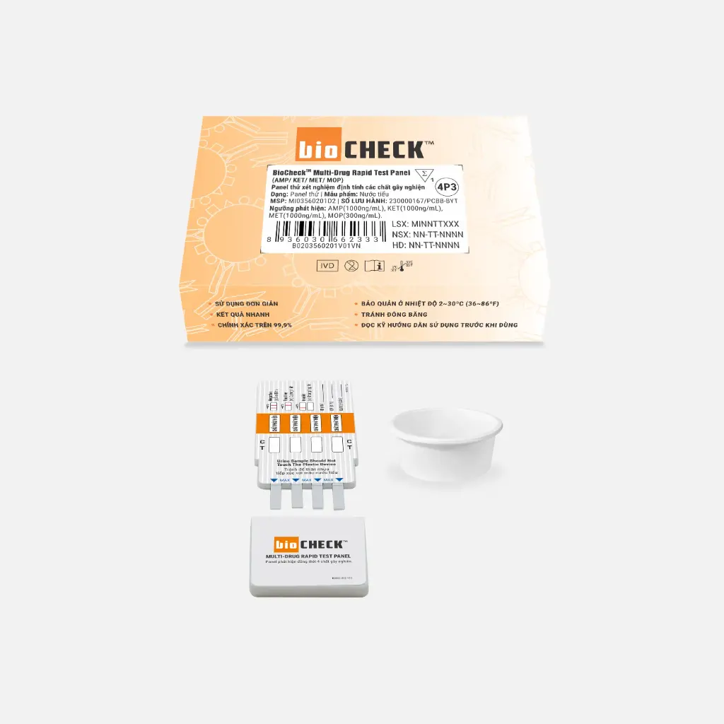 Biocheck™ Multi-Drug Rapid Test Panel (AMP/KET/MET/MOP) (Hộp 5 Test)