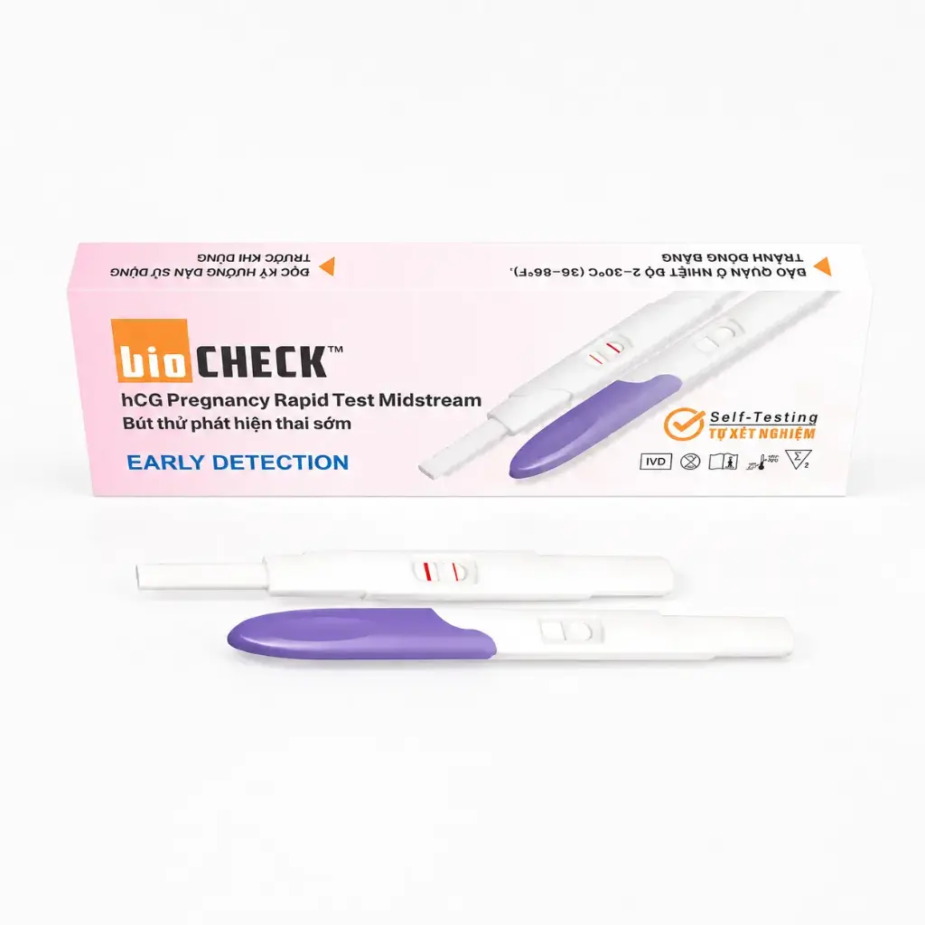 Biocheck™ hCG Pregnancy Rapid Test Midstream (Hộp 50*1 Test)