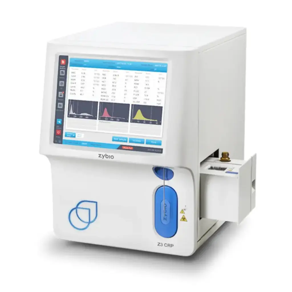 Bộ Máy phân tích huyết học Hematology Analyzer (Model: Z3CRP) gồm: 1 máy huyết học; 3 can Diluent; 3 lọ Lyse; 3 hộp Cleanser