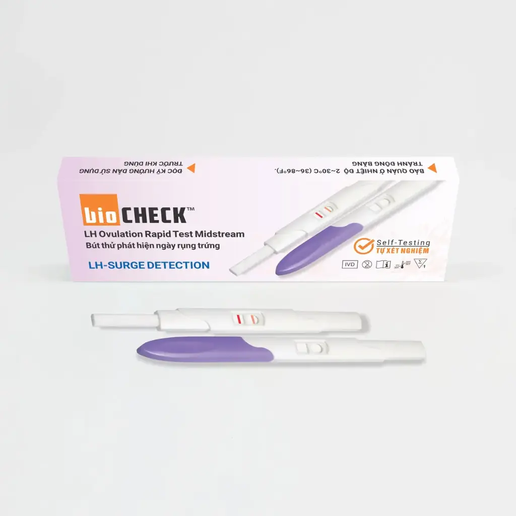 Bút thử phát hiện ngày rụng trứng [Biocheck™ LH Ovulation Rapid Test Midstream]