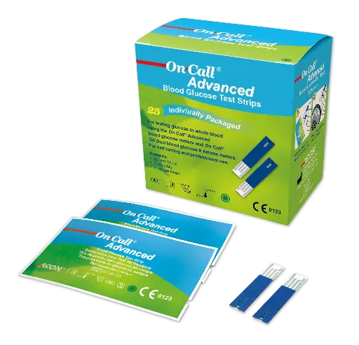 [G134-111] Que thử đường huyết (Oncall Advanced Blood Glucose Test Strip) (Hộp 25 test) (Box 25)