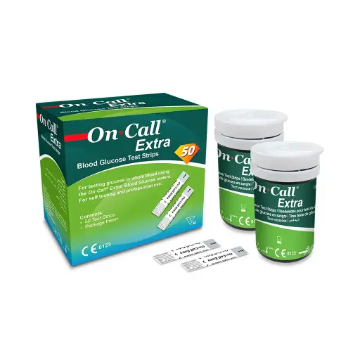 [G135-10H-1/50] Que thử đường huyết (Oncall Extra Blood Glucse Test Strip) (Hộp 50 test) (50 xét nghiệm/hộp)