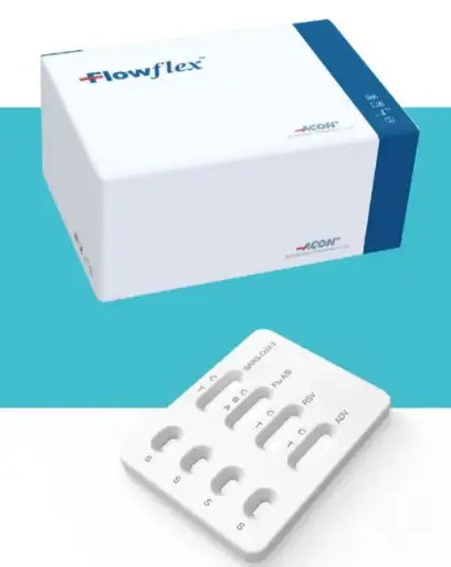 [L031-12335] Khay thử xét nghiệm định tính và phân biệt kháng nguyên SARS-CoV-2, Influenza A, Influenza B, RSV, Adenovirus [Flowflex™ SARS-CoV-2 & Flu A/B & RSV & Adenovirus Antigen Combo Rapid Test]  (Hộp 20)