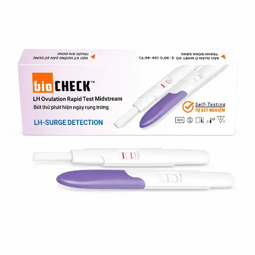 Bút thử phát hiện ngày rụng trứng [Biocheck™ LH Ovulation Rapid Test Midstream]