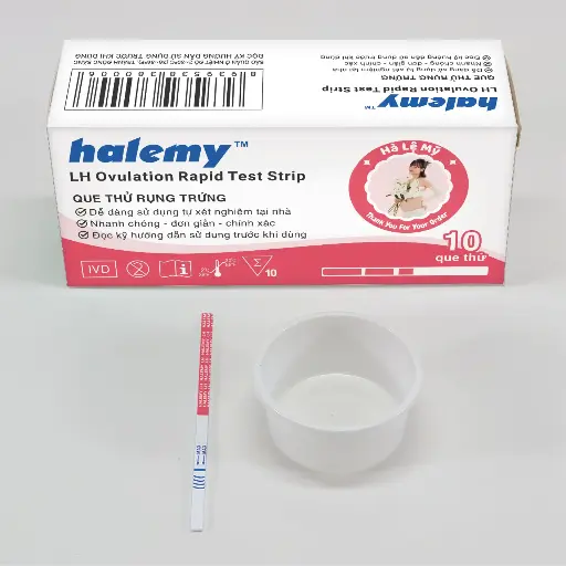 [MI00217401D2] Que thử phát hiện ngày rụng trứng [Halemy™ LH Ovulation Rapid Test Strip] (Hộp 10)